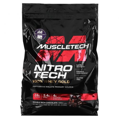Muscletech, Performance Series,  Nitro Tech, 100% Whey Gold, Double Rich Chocolate 8lbs (3.63 kg)