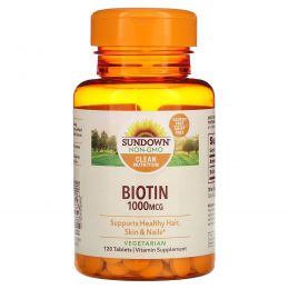 Sundown Naturals, Биотин, 1000 мкг, 120 таблеток