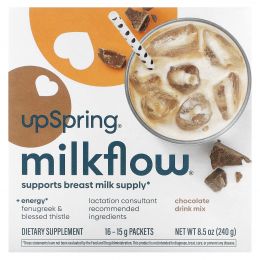 UpSpring, Milkflow, смесь для приготовления напитка, с шоколадным вкусом, 16 пакетиков по 15 г