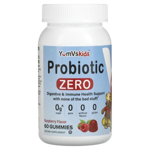 Yum-Vs, Пробиотик ноль, малина, 60 жевательных таблеток