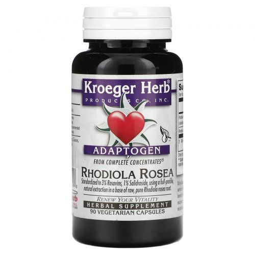 Kroeger Herb Co, Adaptogen, родиола розовая, 90 вегетарианских капсул