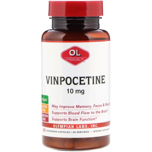 Olympian Labs Inc., Винпоцетин, 10 мг, 60 вегетарианских капсул