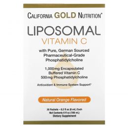 California Gold Nutrition, Liposomal Vitamin C, Natural Orange Flavor, 1000 mg, 30 Packets, 0.2 oz (5.7 ml) Each