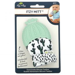 Itzy Ritzy, Itzy Mitt, Food Grade Silicone Teether, 3+ Months, Cactus, 1 Teether