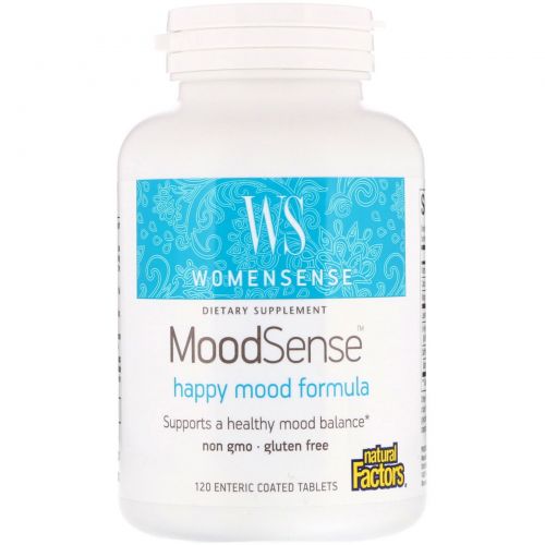 Natural Factors, WomenSense, MoodSense, Happy Mood Formula, 120 Enteric Coated Tablets