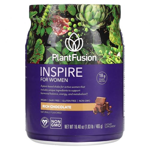 PlantFusion, Inspire for Women, насыщенный шоколад, 465 г (16,40 унции)