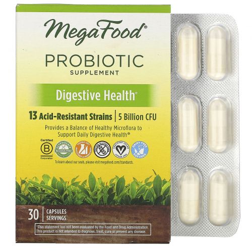 MegaFood, Probiotic Supplement, Digestive Heath, 30 Capsules