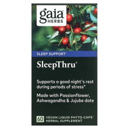 Gaia Herbs, SleepThru, 60 растительных, жидких Phyto-Caps