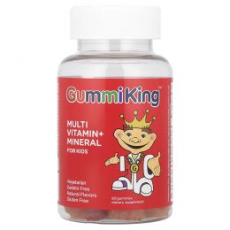 GummiKing, Multi Vitamin + Mineral For Kids, Grape, Lemon, Orange, Strawberry And Cherry Flavor, 60 Gummies