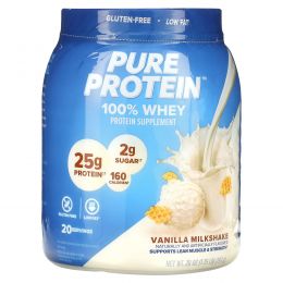 Pure Protein, 100% сывороточный протеин, со вкусом ванильного молочного коктейля, 793 г (1,75 фунта)