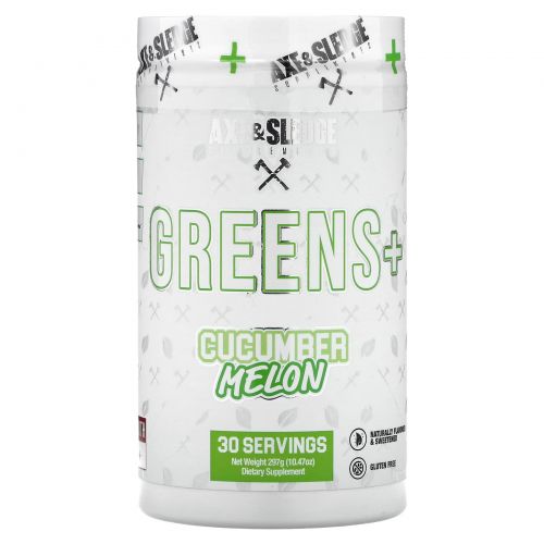 Axe & Sledge Supplements, Greens+, огурец и дыня, 297 г (10,47 унции)