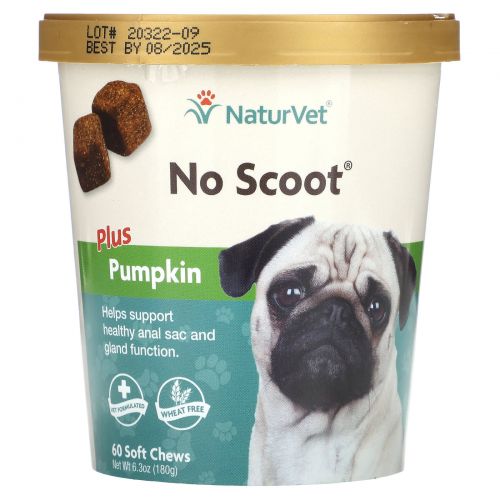 NaturVet, No Scoot for Dogs, Plus Pumpkin, Soft Chews, 6.3 oz (180 g)