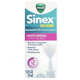 Vicks, Sinex Severe, ультра тонкий увлажняющий спрей, 15 мл (0,5 жидк. Унции)
