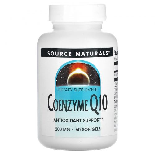 Source Naturals, Коэнзим Q10, 200 мг, 60 гелевых капсул