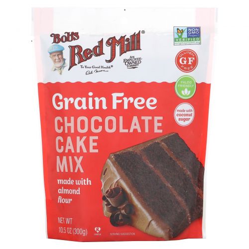 Bob's Red Mill, Chocolate Cake Mix, Made with Almond Flour, Grain Free, 10.5 oz (300 g)