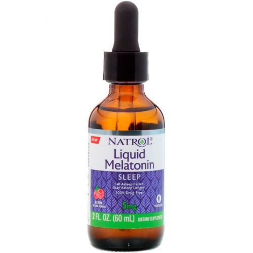 Natrol, Liquid Melatonin, Sleep, Berry Natural Flavor, 5 mg, 2 fl oz (60 ml)