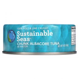 Sustainable Seas, Кусочки альбакорского тунца в воде, 142 г (5 унций)