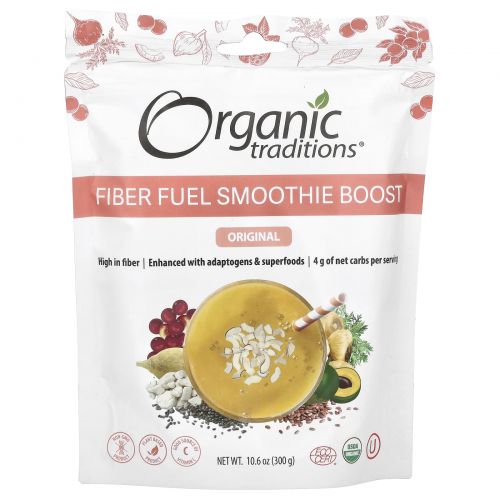 Organic Traditions, Fiber Fuel Smoothie Boost, оригинальный, 300 г (10,6 унции)