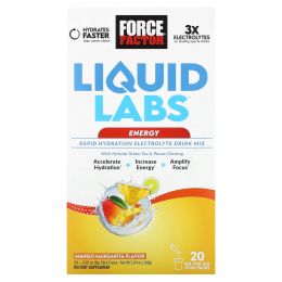 Force Factor, Liquid Labs, Energy, манго и маргарита, 20 пакетиков по 8 г (0,28 унции)