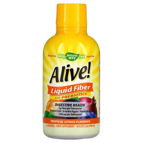 Nature's Way, Alive! Liquid Fiber with Prebiotics, Tropical Citrus Flavored, 16 fl oz (480 ml)