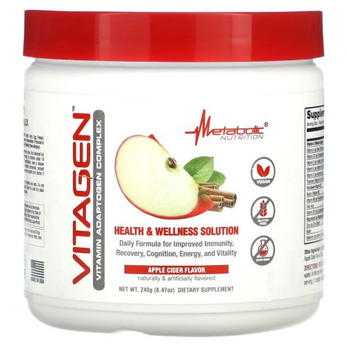 Metabolic Nutrition, VitaGen, яблочный сидр, 240 г (8,47 унции)