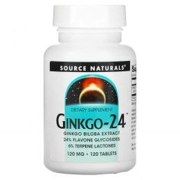 Source Naturals, Гинкго-24, 120 мг, 120 таблеток