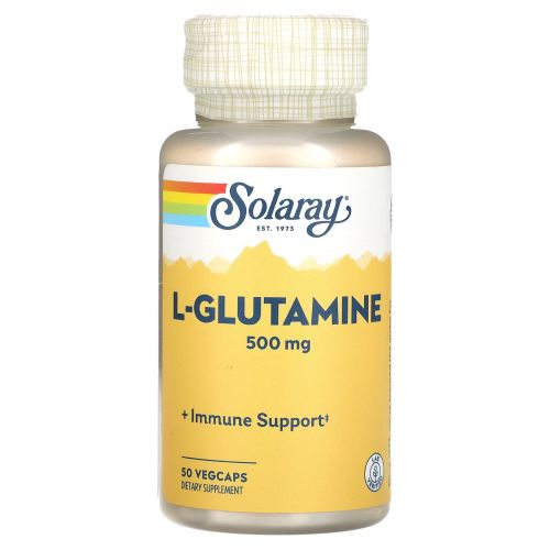 Solaray, L-глютамин, 500 мг, 50 вегетарианских капсул