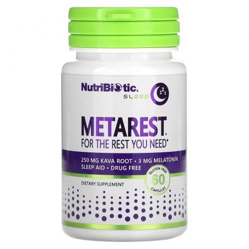 NutriBiotic, Sleep, MetaRest`` 60 капсул