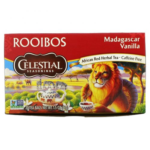 Celestial Seasonings, Чай ройбуш, ванильный ройбуш, не содержит кофеина, 20 чайных пакетиков, 42 г