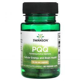 Swanson, PQQ, пирролохинолинхинон, 10 мг, 30 растительных капсул