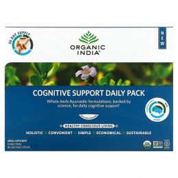 Organic India, Ежедневный пакет для поддержки когнитивных функций, 30 ежедневных пакетиков, 180 растительных капсул