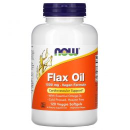 Now Foods, Organic Flax Oil, 1000mg - Vegan Formula, 120 Veggie Softgels