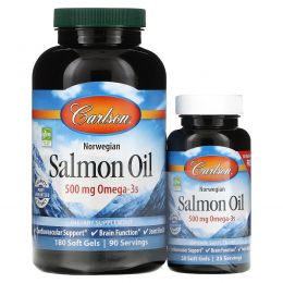 Carlson Labs, Norwegian Salmon Oil, 1,000 mg, 180 + 50 Free Soft Gels