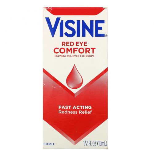 Visine, Red Eye Comfort, Глазные капли для снятия покраснения, 15 мл (1,5 жидк. унции)