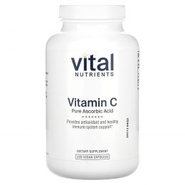 Vital Nutrients, чистая аскорбиновая кислота с витамином C, 220 веганских капсул