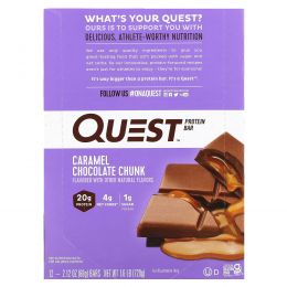 Quest Nutrition, Протеиновый батончик, шоколад с карамелью, 12 батончиков, 60 г каждый