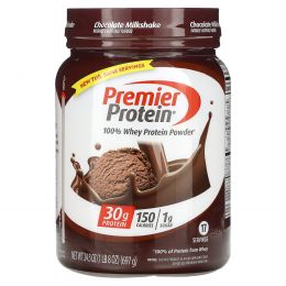 Premier Protein, Порошок из 100% сывороточного протеина, шоколадный молочный коктейль, 697 г (1 фунт 8 унций)