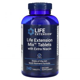 Life Extension, Таблетки Life Extension Mix с дополнительным ниацином, 240 таблеток