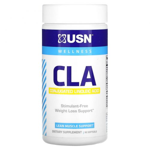 USN, CLA, конъюгированная линолевая кислота, 90 мягких таблеток