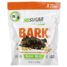 No Sugar Company, Bark, арахисовый кранч в виде темного шоколада, 200 г (7,1 унции)