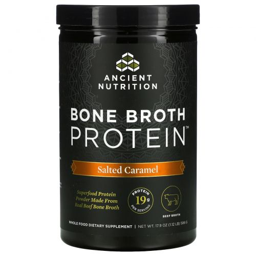 Dr. Axe / Ancient Nutrition, Bone Broth Protein, Salted Caramel, 17.8 oz (540 g)