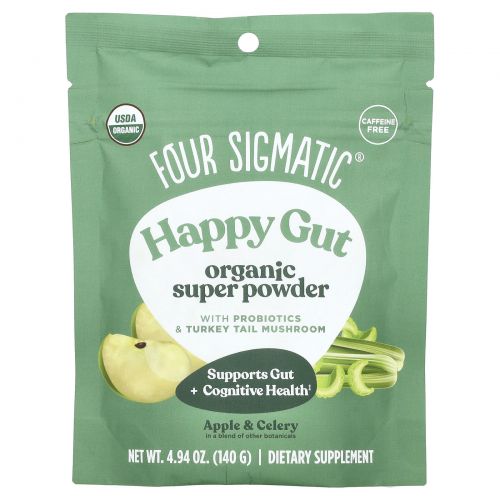 Four Sigmatic, Gut Health, суперпорошок с пробиотиками и пребиотиками, яблочный сельдерей, 140 г (4,94 унции)