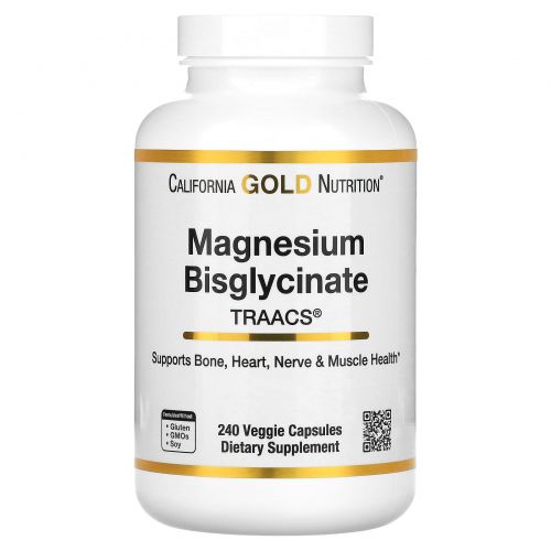 California Gold Nutrition, Magnesium Bisglycinate, 200 mg , 240 Veggie Capsules