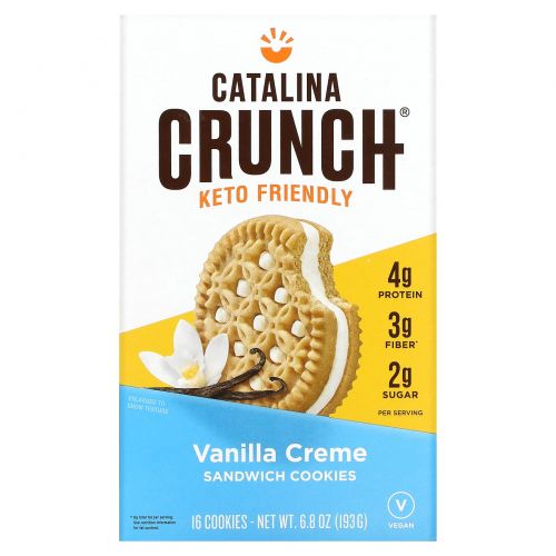 Catalina Crunch, Keto Sandwich Cookies, Vanilla Creme, 16 Cookies, 6.8 oz (193 g)