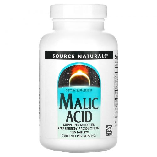 Source Naturals, Яблочная кислота, 833 мг, 120 таблеток