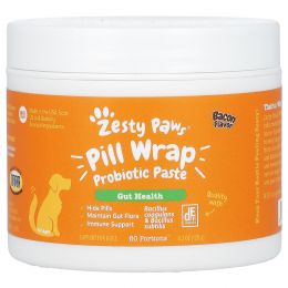 Zesty Paws, Pill Wrap, пробиотическая паста, для собак всех возрастов, бекон, 120 г (4,2 унции)