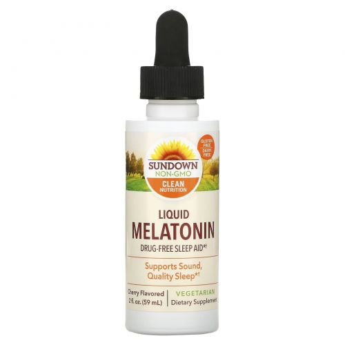 Sundown Naturals, Сублингвальный мелатонин в жидкой форме, с вишневым вкусом, 2 жидкие унции (59 мл)