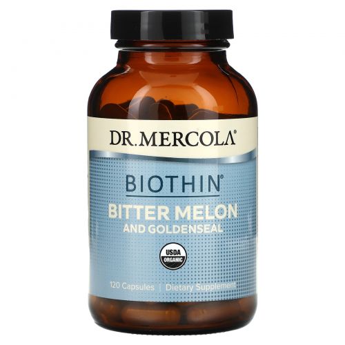 Dr. Mercola, Biothin, горькая дыня и желтокорень, 120 капсул