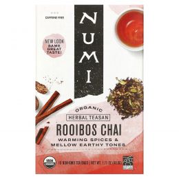 Numi Tea, Organic, Herbal Teasans, Rooibos Chai, 18 Tea Bags, 1.71 oz (48.6 g)