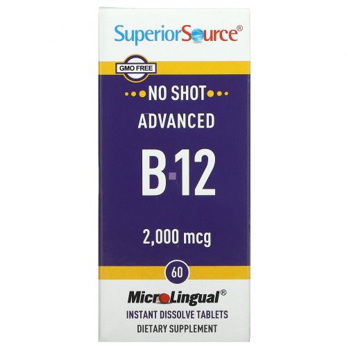 Superior Source, Улучшенный B-12, 2,000 мкг, 60 микролигвальных быстрорастворимых таблеток
